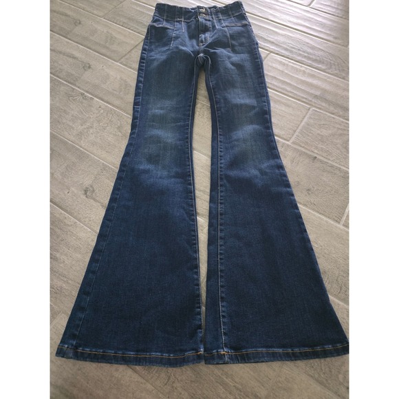 Free People Denim - Free People We the Free Jayde High Rise Flare Jeans Blue Denin Wide Leg Tall 27
